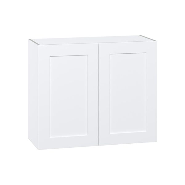 Jasmine Painted Warm White  Shaker Assembled Wall  Cabinet with 2 Full High Doors (36 in. W x 30 in. H x 14 in. D)