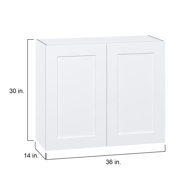 Jasmine Painted Warm White  Shaker Assembled Wall  Cabinet with 2 Full High Doors (36 in. W x 30 in. H x 14 in. D)