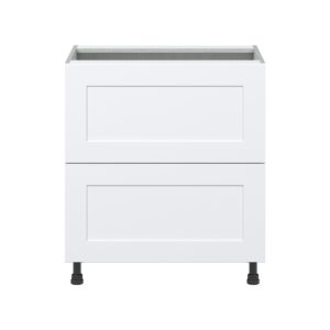 Jasmine Painted Warm White  Shaker Assembled Base Cabinet with 2 Drawers (30 in. W x 34.5 in. H x 24 in. D)