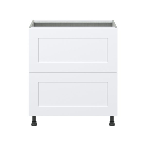 Jasmine Painted Warm White  Shaker Assembled Base Cabinet with 2 Drawers (30 in. W x 34.5 in. H x 24 in. D)