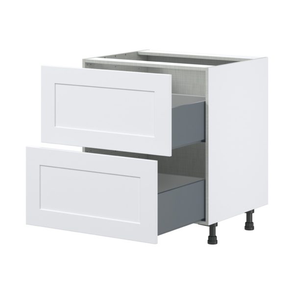 Jasmine Painted Warm White  Shaker Assembled Base Cabinet with 2 Drawers (30 in. W x 34.5 in. H x 24 in. D)