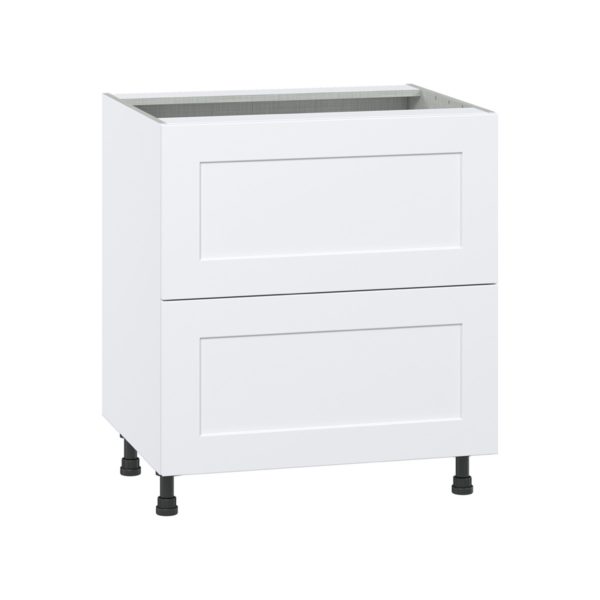 Jasmine Painted Warm White  Shaker Assembled Base Cabinet with 2 Drawers (30 in. W x 34.5 in. H x 24 in. D)