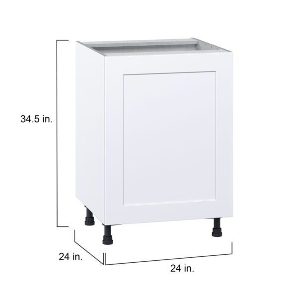 Jasmine Painted Warm White  Shaker Assembled Base Cabinet with a Full High Door and 3 Inner Drawers (24 in. W x 34.5 in. H x 24 in. D)