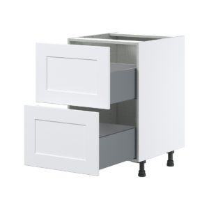 Jasmine Painted Warm White  Shaker Assembled Base Cabinet with 2 Drawers (24 in. W x 34.5 in. H x 24 in. D)