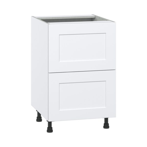 Jasmine Painted Warm White  Shaker Assembled Base Cabinet with 2 Drawers (24 in. W x 34.5 in. H x 24 in. D)