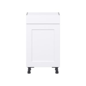 Jasmine Painted Warm White  Shaker Assembled Shallow Base Cabinet with 1 Door and 1 Drawer (18 in. W x 34.5 in. H x 14 in. D)