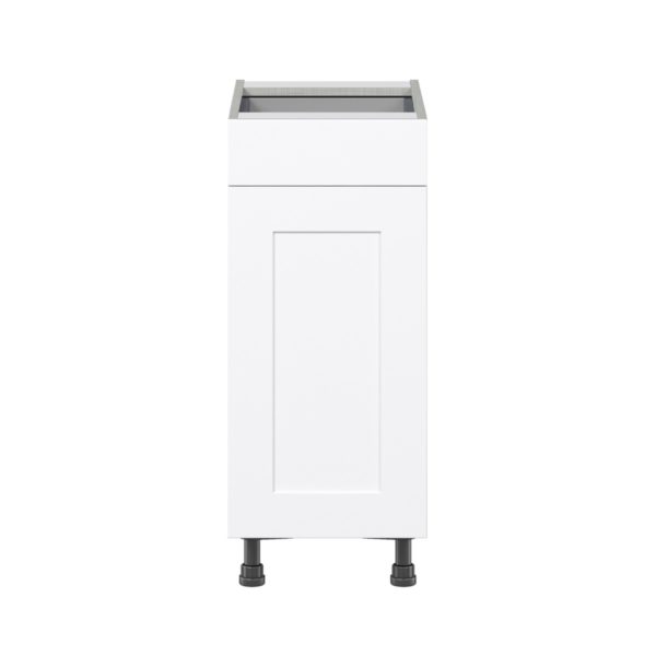 Jasmine Painted Warm White  Shaker Assembled Base Cabinet with 1 Door and 1 Drawer (15 in. W x 34.5 in. H x 24 in. D)