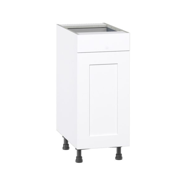 Jasmine Painted Warm White  Shaker Assembled Base Cabinet with 1 Door and 1 Drawer (15 in. W x 34.5 in. H x 24 in. D)