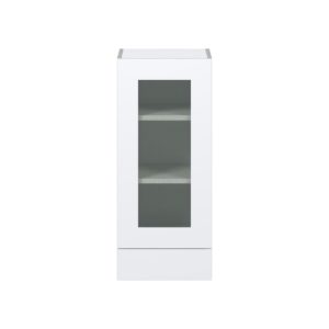 Jasmine Painted Warm White Assembled Wall  Cabinet with a Glass Door and a 5 in. Drawer (15 in. W x 35 in. H x 14 in. D)