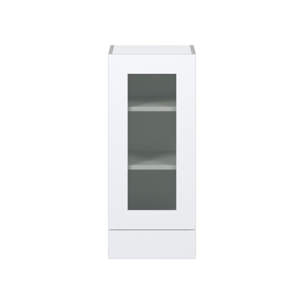 Jasmine Painted Warm White Assembled Wall  Cabinet with a Glass Door and a 5 in. Drawer (15 in. W x 35 in. H x 14 in. D)