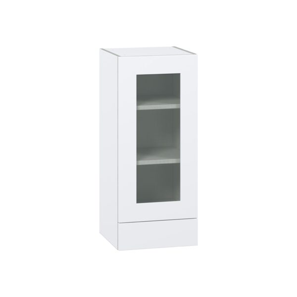 Jasmine Painted Warm White Assembled Wall  Cabinet with a Glass Door and a 5 in. Drawer (15 in. W x 35 in. H x 14 in. D)