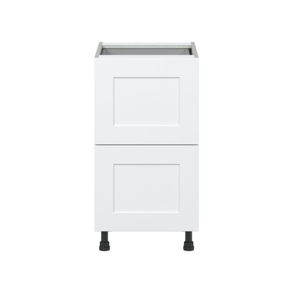 Jasmine Painted Warm White  Shaker Assembled Base Cabinet with 2 Drawers and 1 Inner Drawer (18 in. W x 34.5 in. H x 24 in. D)