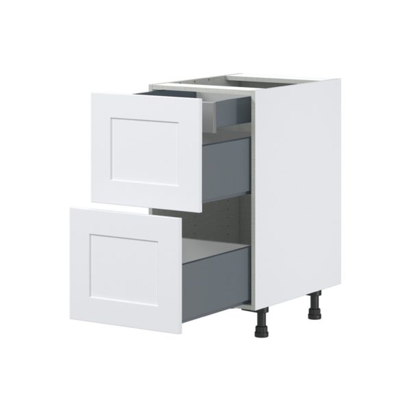 Jasmine Painted Warm White  Shaker Assembled Base Cabinet with 2 Drawers and 1 Inner Drawer (18 in. W x 34.5 in. H x 24 in. D)