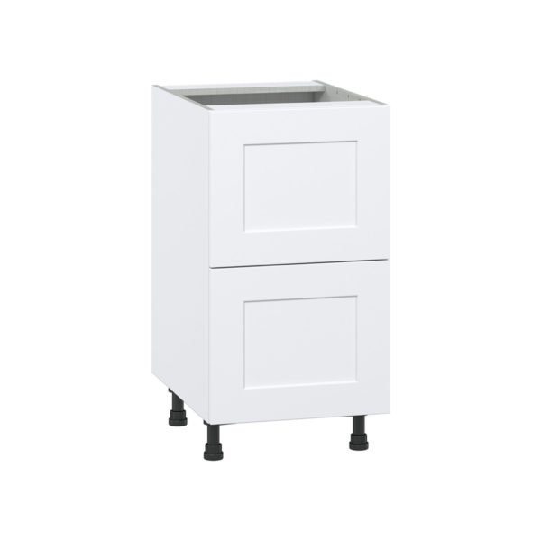 Jasmine Painted Warm White  Shaker Assembled Base Cabinet with 2 Drawers and 1 Inner Drawer (18 in. W x 34.5 in. H x 24 in. D)