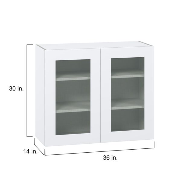 Jasmine Painted Warm White Assembled Wall  Cabinet with 2 Glass Doors (36 in. W x 30 in. H x 14 in. D)