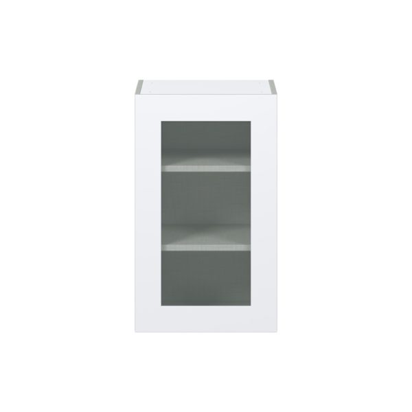 Jasmine Painted Warm White Assembled Wall  Cabinet with a Full High Glass Door (18 in. W x 30 in. H x 14 in. D)