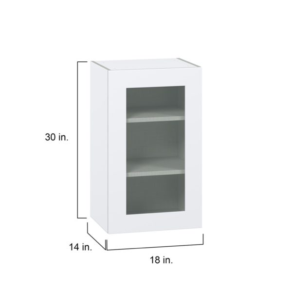 Jasmine Painted Warm White Assembled Wall  Cabinet with a Full High Glass Door (18 in. W x 30 in. H x 14 in. D)