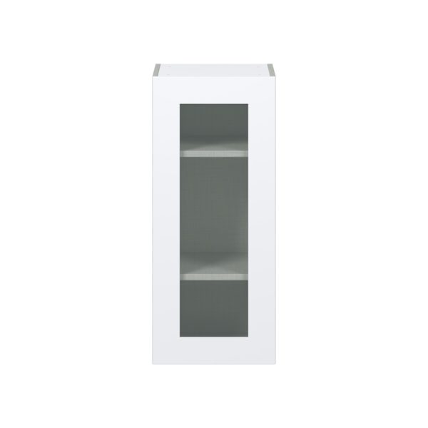 Jasmine Painted Warm White Assembled Wall  Cabinet with a Full High Glass Door (15 in. W x 35 in. H x 14 in. D)