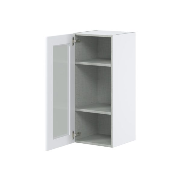 Jasmine Painted Warm White Assembled Wall  Cabinet with a Full High Glass Door (15 in. W x 35 in. H x 14 in. D)