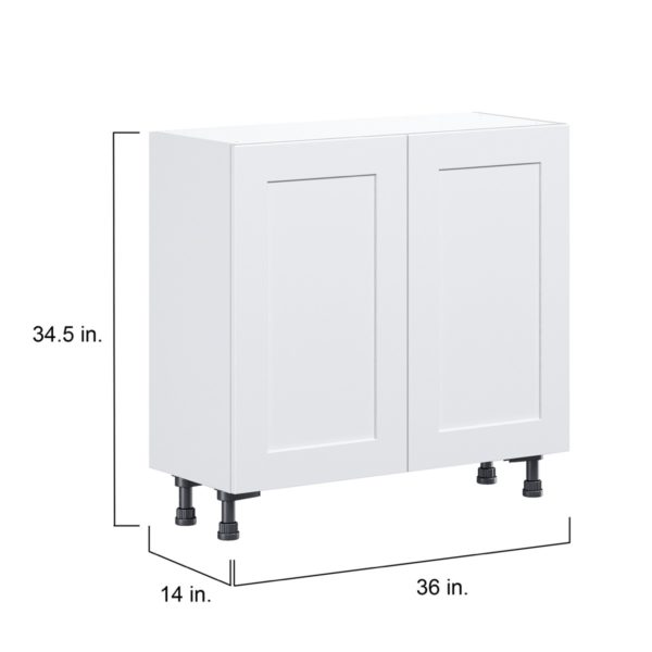 Jasmine Painted Warm White  Shaker Assembled Shallow Base Cabinet with 2 Full High Doors (36 in. W x 34.5 in. H x 14 in. D)