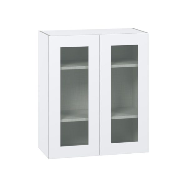 Jasmine Painted Warm White Assembled Wall  Cabinet with 2 Glass Doors (30 in. W x 35 in. H x 14 in. D)