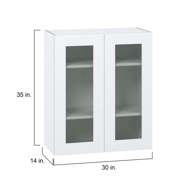 Jasmine Painted Warm White Assembled Wall  Cabinet with 2 Glass Doors (30 in. W x 35 in. H x 14 in. D)