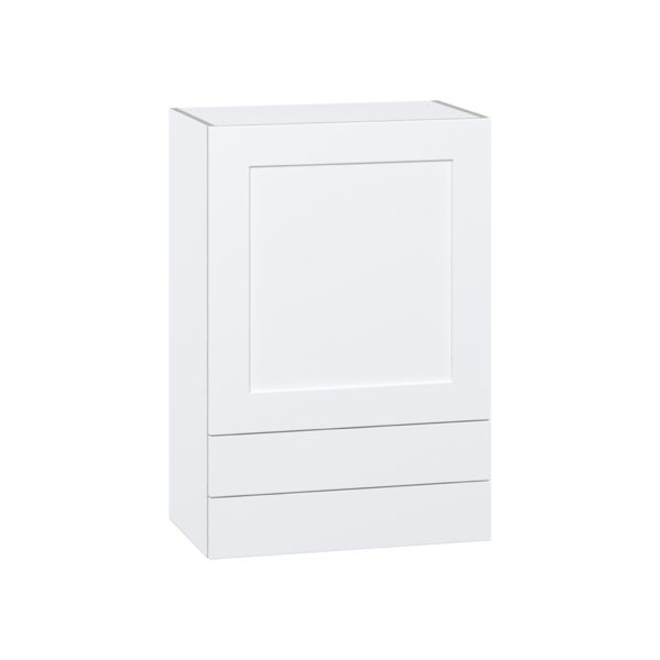 Jasmine Painted Warm White  Shaker Assembled Wall  Cabinet with a Door and Two 5 in. Drawers (24 in. W x 35 in. H x 14 in. D)