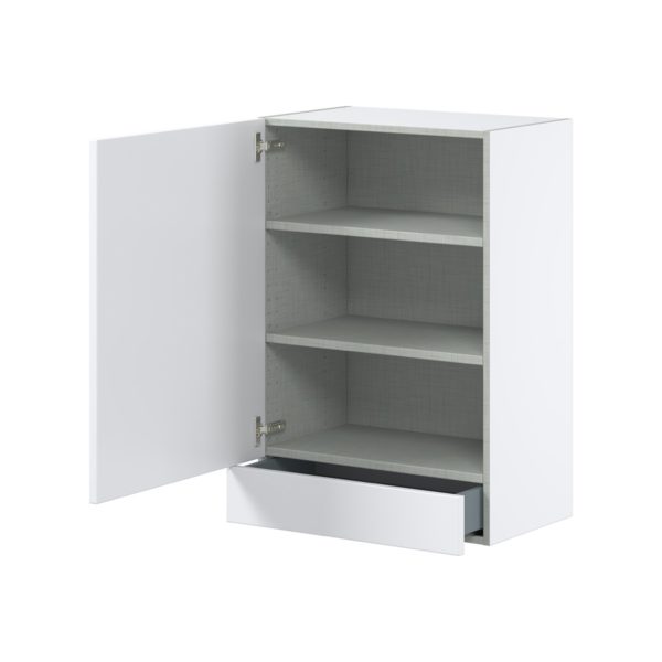 Jasmine Painted Warm White  Shaker Assembled Wall  Cabinet with a Door and a 5 in. Drawer (24 in. W x 35 in. H x 14 in. D)