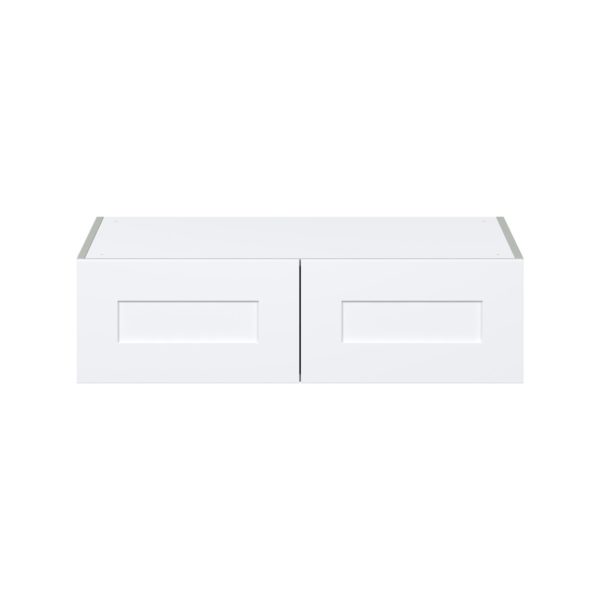 Jasmine Painted Warm White  Shaker Assembled Deep Wall Bridge Cabinet (36 in. W X 10 in. H X 24 in. D)