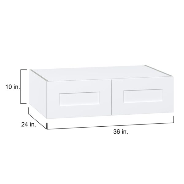 Jasmine Painted Warm White  Shaker Assembled Deep Wall Bridge Cabinet (36 in. W X 10 in. H X 24 in. D)