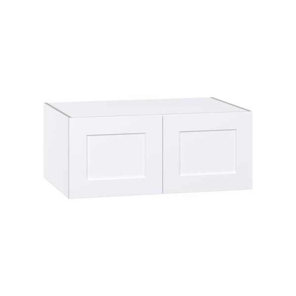 Jasmine Painted Warm White  Shaker Assembled Deep Wall Bridge  Cabinet (36 in. W X 15 in. H X 24 in. D)