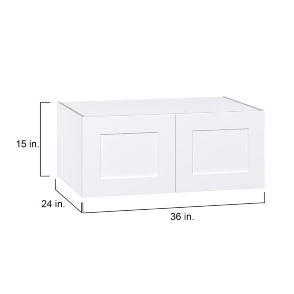 Jasmine Painted Warm White  Shaker Assembled Deep Wall Bridge  Cabinet (36 in. W X 15 in. H X 24 in. D)