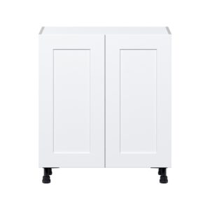 Jasmine Painted Warm White  Shaker Assembled Shallow Base Cabinet with 2 Full High Doors (30 in. W x 34.5 in. H x 14 in. D)