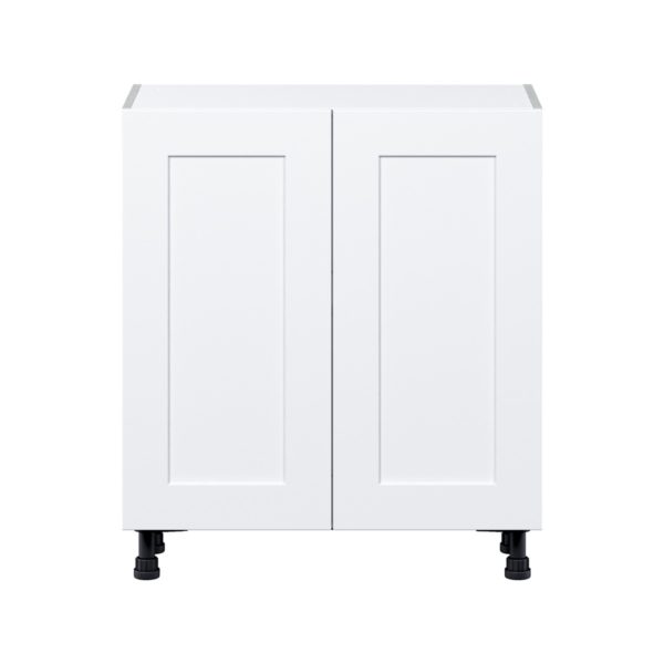 Jasmine Painted Warm White  Shaker Assembled Shallow Base Cabinet with 2 Full High Doors (30 in. W x 34.5 in. H x 14 in. D)