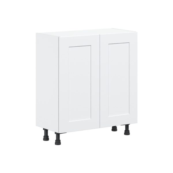 Jasmine Painted Warm White  Shaker Assembled Shallow Base Cabinet with 2 Full High Doors (30 in. W x 34.5 in. H x 14 in. D)