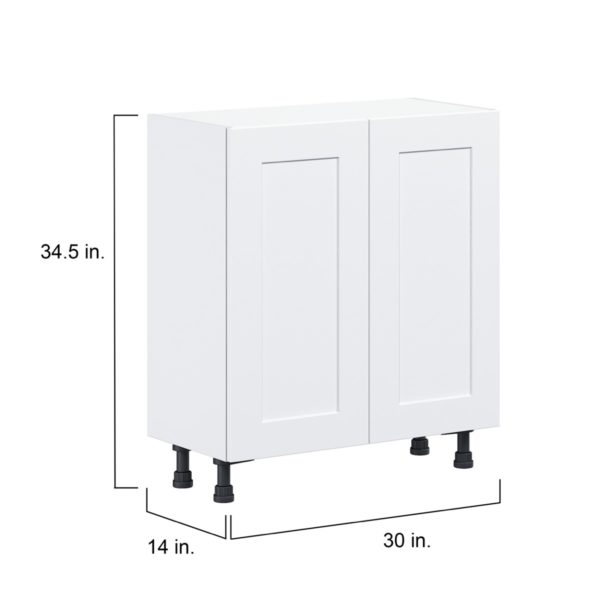 Jasmine Painted Warm White  Shaker Assembled Shallow Base Cabinet with 2 Full High Doors (30 in. W x 34.5 in. H x 14 in. D)