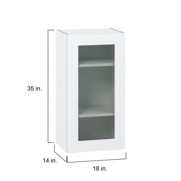 Jasmine Painted Warm White Assembled Wall  Cabinet with a Full High Glass Door (18 in. W x 35 in. H x 14 in. D)