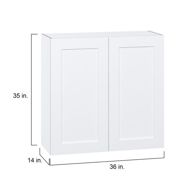 Jasmine Painted Warm White  Shaker Assembled Wall  Cabinet with 2 Full High Doors (36 in. W x 35 in. H x 14 in. D)