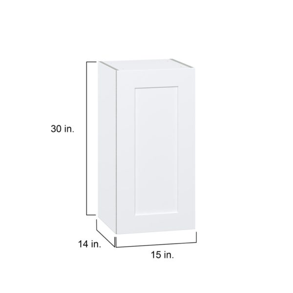 Jasmine Painted Warm White  Shaker Assembled Wall  Cabinet with Full High Door (15 in. W x 30 in. H x 14 in. D)