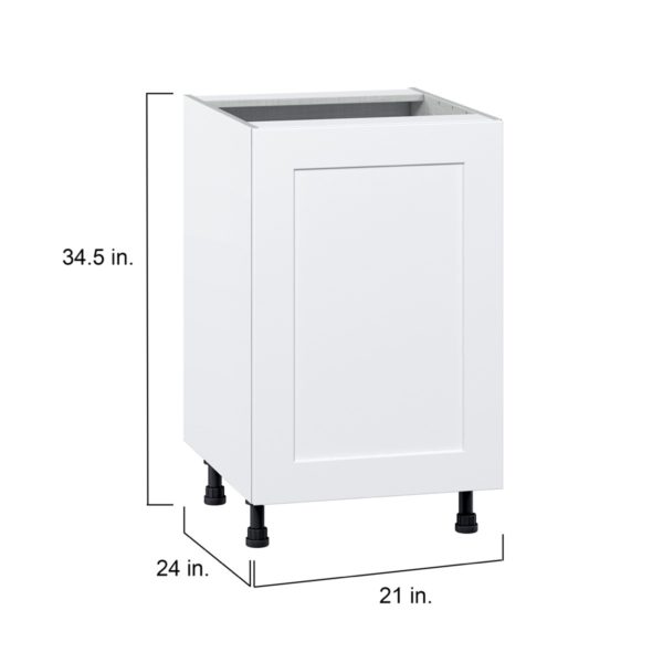 Jasmine Painted Warm White  Shaker Assembled Base Cabinet with a Full High Door (21 in. W x 34.5 in. H x 24 in. D)