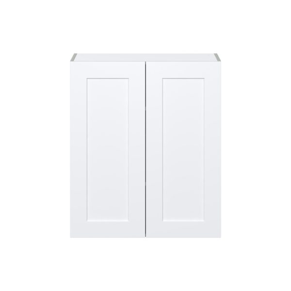 Jasmine Painted Warm White  Shaker Assembled Wall  Cabinet with 2 Full High Doors (30 in. W x 35 in. H x 14 in. D)