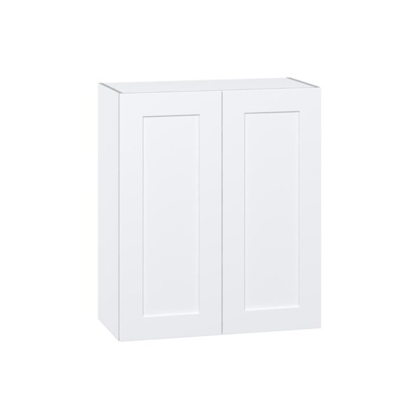 Jasmine Painted Warm White  Shaker Assembled Wall  Cabinet with 2 Full High Doors (30 in. W x 35 in. H x 14 in. D)