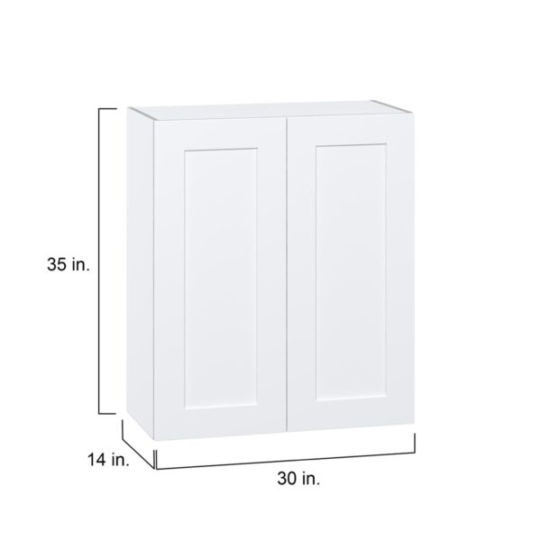 Jasmine Painted Warm White  Shaker Assembled Wall  Cabinet with 2 Full High Doors (30 in. W x 35 in. H x 14 in. D)