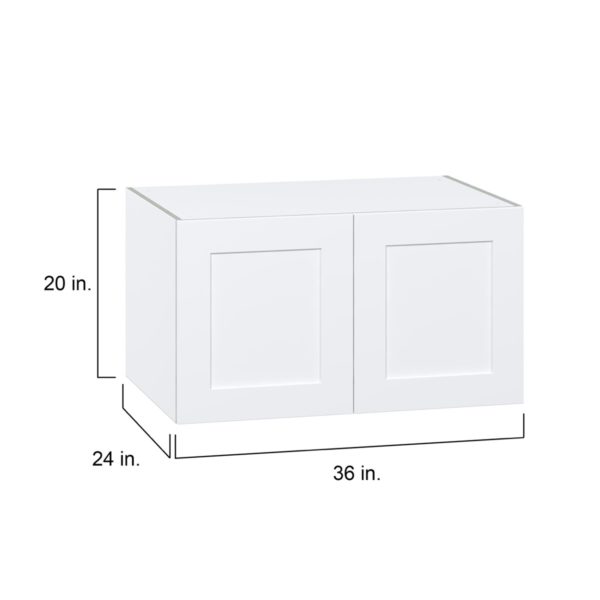 Jasmine Painted Warm White  Shaker Assembled Deep Wall Bridge  Cabinet (36 in. W X 20 in. H X 24 in. D)