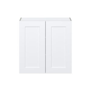 Jasmine Painted Warm White  Shaker Assembled Wall  Cabinet with 2 Full High Doors (30 in. W x 30 in. H x 14 in. D)