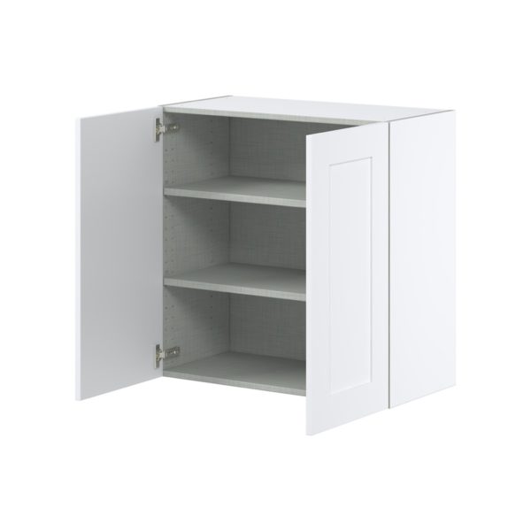 Jasmine Painted Warm White  Shaker Assembled Wall  Cabinet with 2 Full High Doors (30 in. W x 30 in. H x 14 in. D)