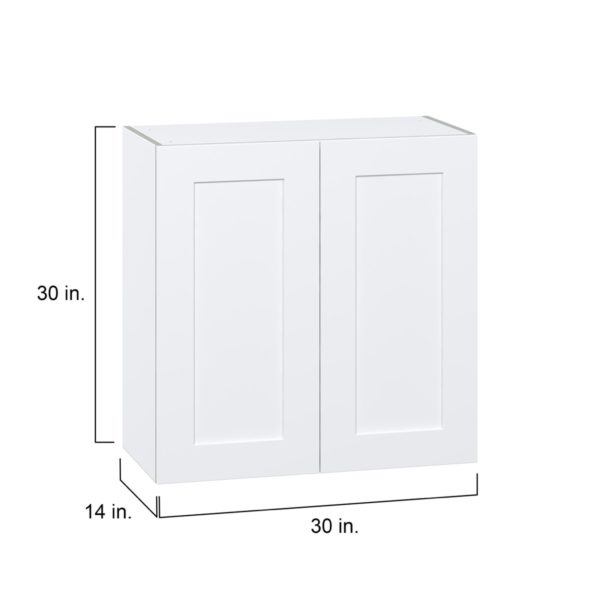 Jasmine Painted Warm White  Shaker Assembled Wall  Cabinet with 2 Full High Doors (30 in. W x 30 in. H x 14 in. D)