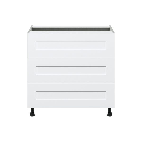 Jasmine Painted Warm White  Shaker Assembled Cooktop Base Cabinet with Three 10 in. Drawers (36 in. W x 34.5 in. H x 24 in. D)