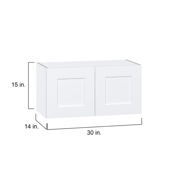 Jasmine Painted Warm White  Shaker Assembled Wall Bridge  Cabinet (30 in. W X 15 in. H X 14 in. D)