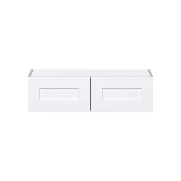 Jasmine Painted Warm White  Shaker Assembled Wall Bridge  Cabinet (36 in. W X 10 in. H X 14 in. D)